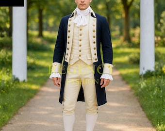 George Washington Navy Blue Regency Suit | 18th Century Gentleman Outfit | Historical Costume