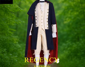 George Washington Uniform - Navy Blue & Off White Wool Coat - 1770s American Revolution War Jacket