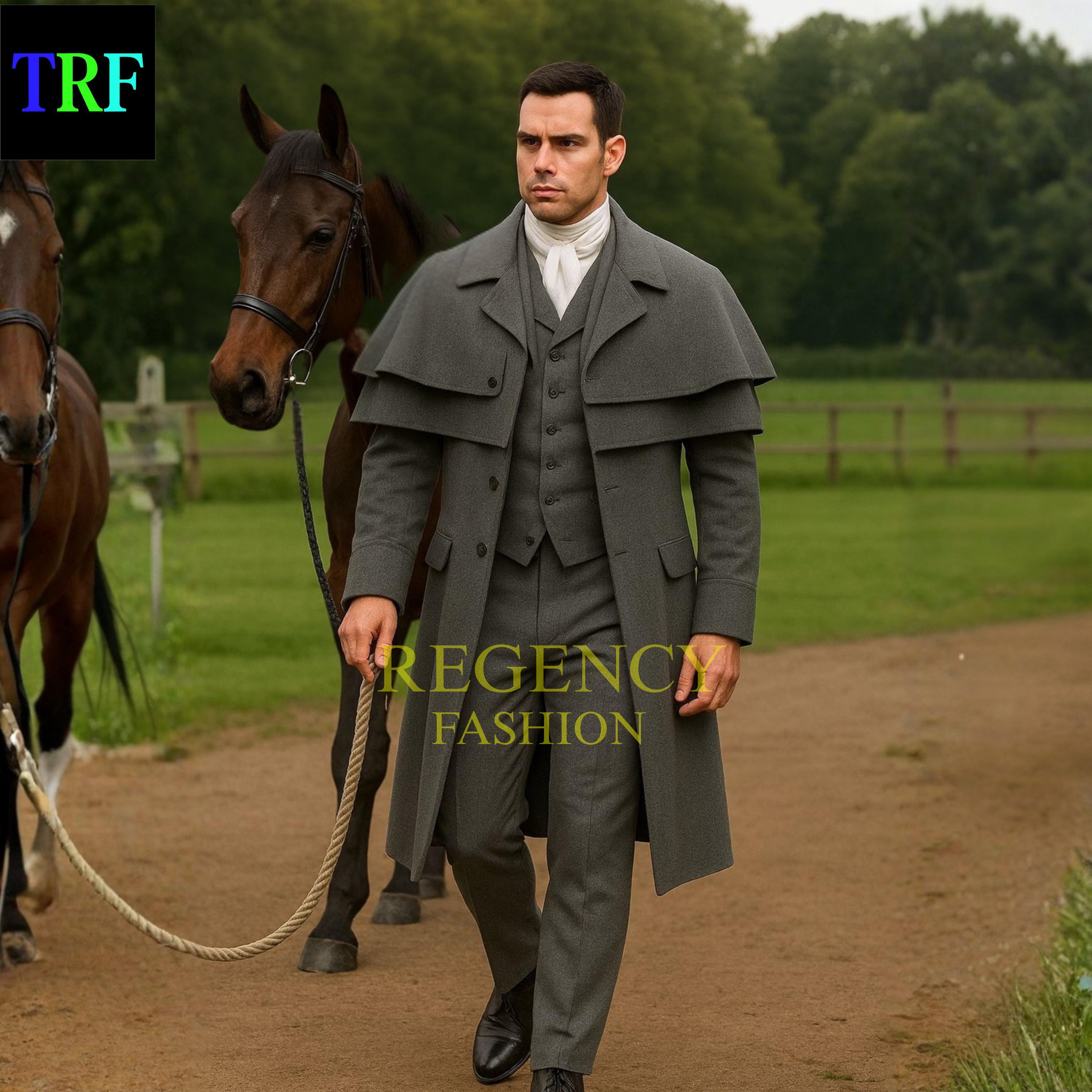 Veste Militaire Régence – Cheval Gris Double Boutonnage – Laine – Sur Mesure (XS à 3XL)