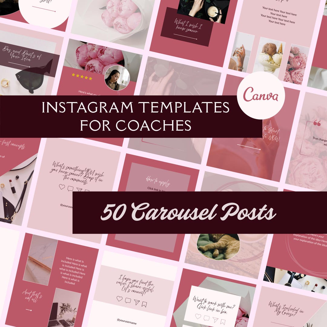 Instagram Carousel Templates for Coaches (canva), Pink Theme - Etsy