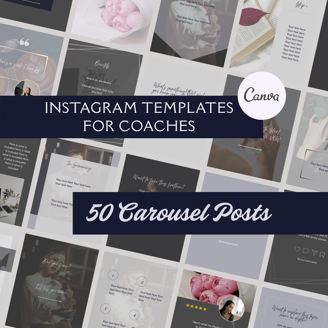 Instagram Carousel Templates for Coaches (canva), Gray Theme - Etsy ...