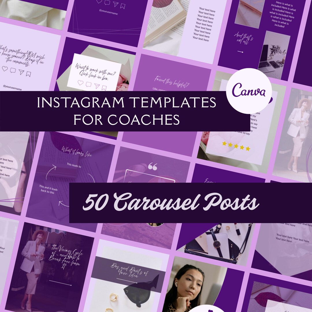 Instagram Carousel Templates for Coaches (canva), Violet Theme - Etsy