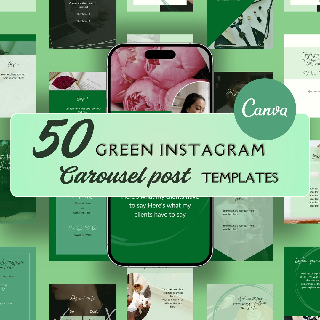 50 Green Instagram Carousel Templates for Coaches (canva) - Etsy