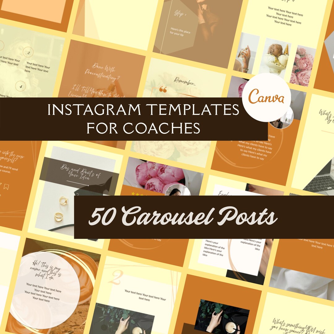 Instagram Carousel Templates for Coaches (canva), Yellow and Orange ...