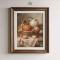 Vintage Pumpkin Oil Painting Printable, Rustic Kitchen Fall Wall Art, Moody Autumn Basket Digital Download, Cottagecore Thanksgiving Decor