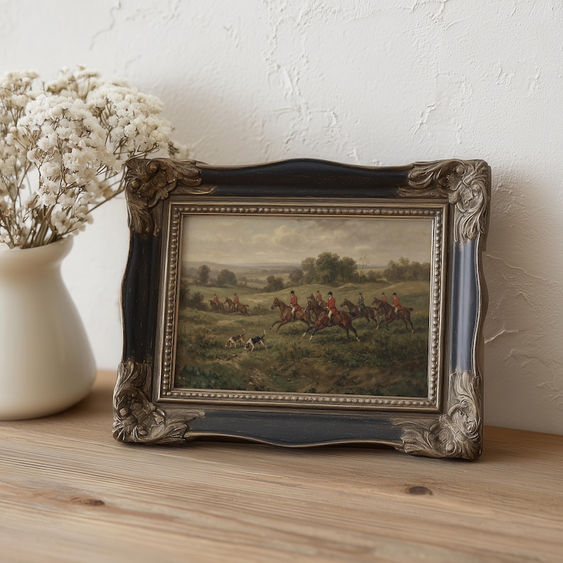 English Hunt Scene Printable, Vintage Fox Hunting Art, Equestrian ...