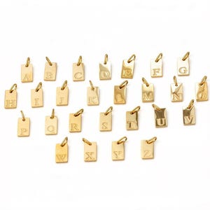 18k Gold Plated Rectangle Initial Charm Pendant (6x10mm) B85