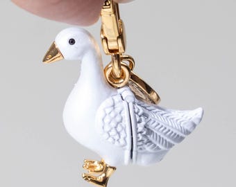 18k Gold Filled Enamel Opened White Lucky Duck Charms Juicy Coutur Style charms JC103