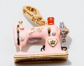 18k Gold Filled Pink Sewing Machine Enamel Charms Juicy Coutur Style charms JC4