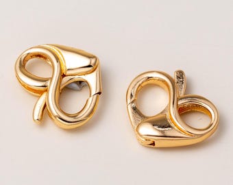 18 K Gold Filled Carabiner Spring Heart Clasp: DIY Jewelry Making Supply B132-4
