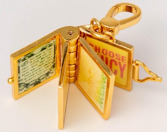 18k Gold Filled Enamel Book Charm, Y2K Style Jewelry Making Supply JC152