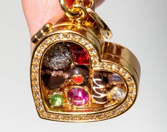 18k Gold Filled Heart Chocolate Box Locket Charms Juicy Coutur Style charms JC5