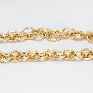 Podwójny łańcuszek rolo ze złota 18K: ciężki naszyjnik z ogniw mosiężnych (10,5*13 mm) ZC2