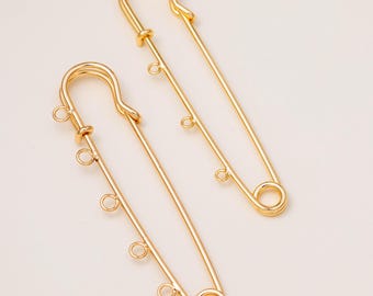 18k Gold Filled Safety Large Pin Charm, DIY Jewelry Holder (64 mm) B125