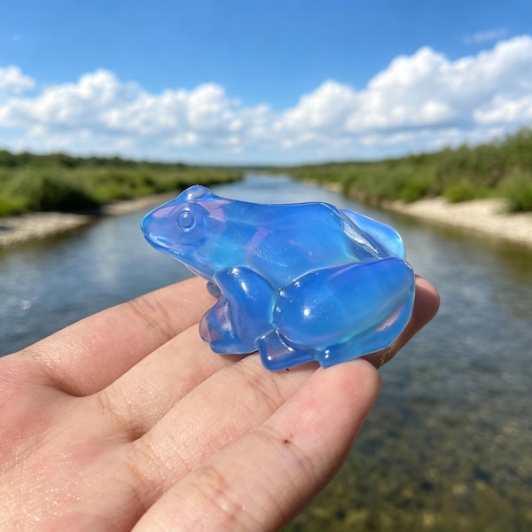 Natural blue opalite frog, Quartz crystal animal,gemstone gift, Home Decor 1PC