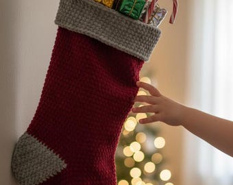 Grobstrick häkeln Weihnachtsstrumpf, voluminöses Garn, anfängerfreundlich, PDF