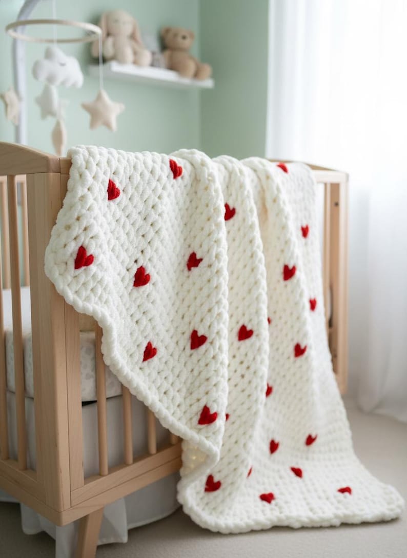 Handmade Baby Blanket | Baby Blanket Crochet | Chunky Knit Nursery Decor | Baby Shower Gift | Crochet Look Soft Throw | Baby Toddler Coverle image 2