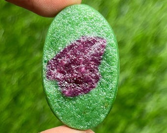 Natural Ruby Zoisite Druzy Cabochon: Oval Gemstone for Jewelry Making (38x24x7mm)