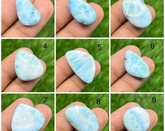 Natural Larimar Cabochon Lot | Dominican Blue Larimar Gemstones | Wholesale Jewelry Making Stones