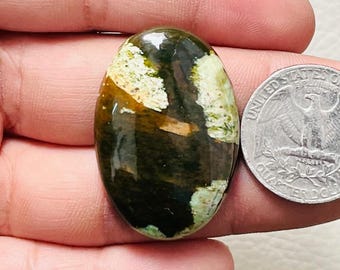 A ONE QUALITY CHROME Chalcedony Gemstone 44.90ct Oval Cabochon Gemstone For Making Jewellery 37x25x6mm