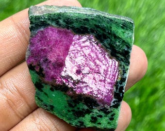 Ruby Zoisite Slice Gemstone | Pink Ruby Green for Jewelry Making (45x40x6 mm)