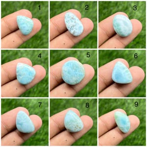 Natural Larimar Cabochon Gemstone for Jewelry Making | Caribbean Blue Wire Wrap Stone
