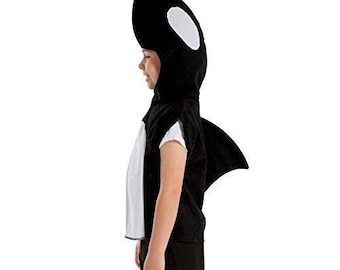 Orca Kids Costume: Whale Design with Hood and Fin (3-8 Years)