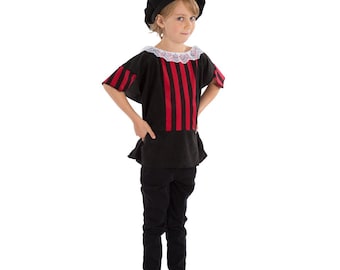 5-12 Yrs | Red / Black Tudor / Elizabethan costume for kids