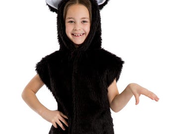 Kids Black Cat Costume with Hood and Tail - Ages 3-8