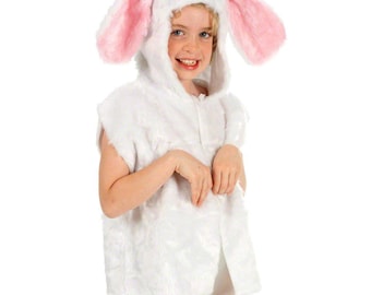 White Rabbit Costume for Kids - Cozy Fur with Hood and Tail 3-8 Years
