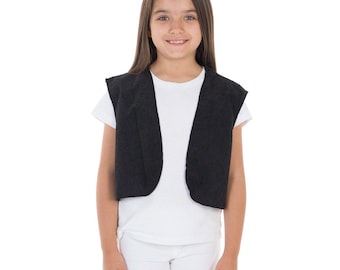 Black Victorian Boys, Pauper Style Waistcoat | 100% Polyester | Ages 3-8, UK Made, Children's Period Costume