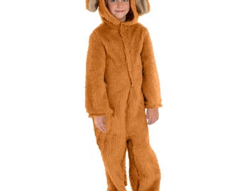 Kids Red Setter Dog Costume – Labrador Fur Onesie with Hood, Tail (3-9 Years)