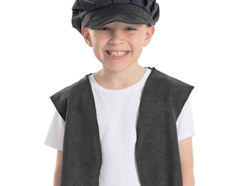 3-8 Yrs | Grey Victorian boys cap and waistcoat costume for kids