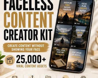 Kit de creación de contenido anónimo / Más de 25.000 recursos de contenido viral para Instagram, TikTok, YouTube y crecimiento en redes sociales.