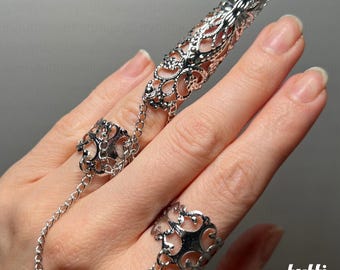 Gothic Rings, Nail Rings, Cosplay Armor, Hand Chain Bracelet, Vampire Jewelry, Finger Armor, Claw Rings, Finger Claws, Gothic Ring