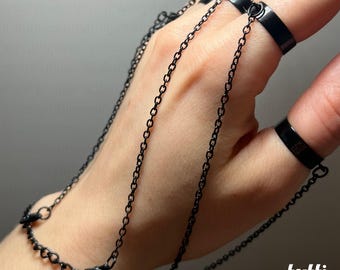 Pulsera-anillo de eslabones góticos, joyería Y2K