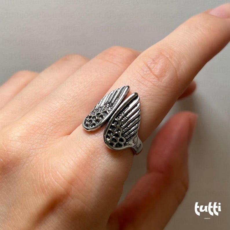 angel wings ring, gothic ring, Punk Ring,angel ring,celestial ring, unique couple ring, gothic jewelry, biker ring, wings ring, wings jewelry, Fairy Wings, Goth Ring,Witch Ring, gothic jewelry, gemstone ring, dainty ring, garnet ring, Stacking Ring, gift for mom, mothers day gift, gift for her, gift for him, Gifts for Girlfriend, dark jewelry, gothic ring, goth ring, celestial ring, thumb ring, fidget ring, sister ring, witchy ring, gothic jewelry, punk ring, fantasy ring, y2k ring