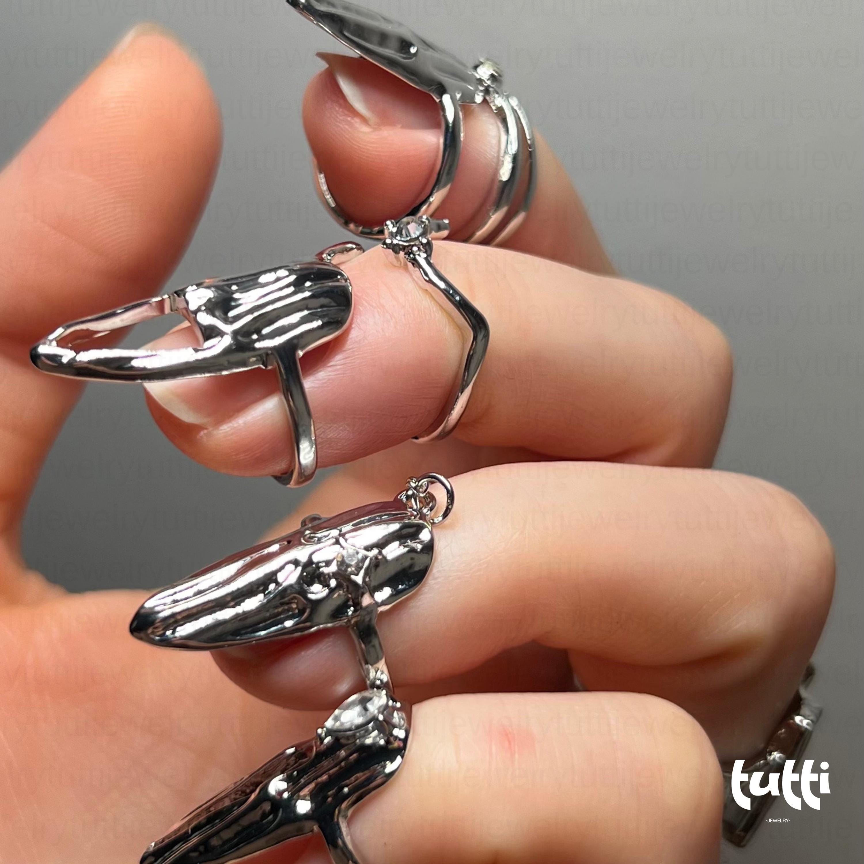 Gothic Nail Claw Ring Set, Cyberpunk Armor, Cosplay Accessory - Etsy