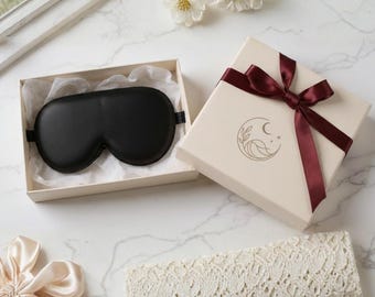 Black Luxury Silk Sleep Mask – Soft Blackout Eye Cover, Travel Accessory
