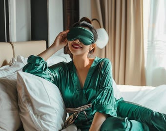 Sleepmaxxing Essential – maska na oczy z jedwabiu morwowego w 100%, zaciemniająca, idealna do jogi i medytacji w podróży, chłodząca zieleń