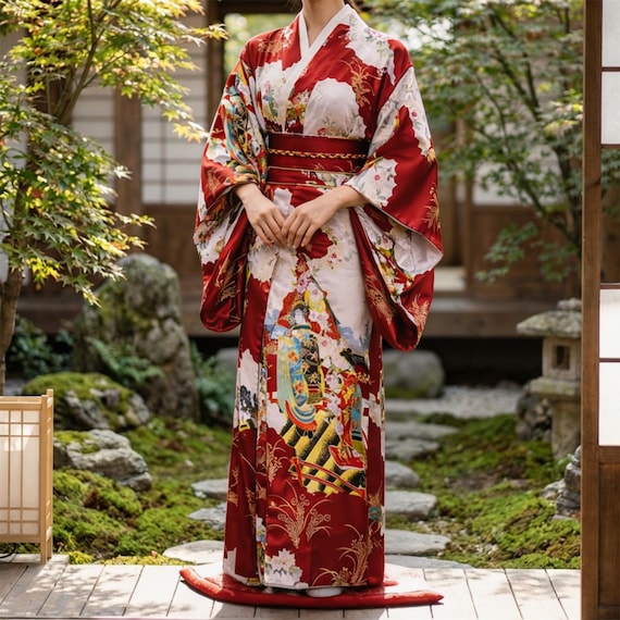satin japanese style dress Elegant Floral Kimono Robe Women Traditional Yukata with Obi _upsell_valencia-sandal-antler