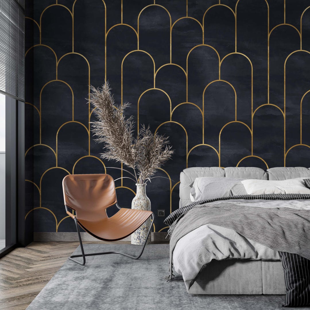 Art Deco Wallpaper • Gold Arch Geometric Wall Mural - Etsy
