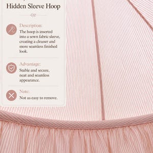 *Handgemachter Rosa Streifen-Prinzessin-Baldachin, Spitzen-Rüschen-Dekoration für Kinderzimmer.* Hidden Sleeve Hoop