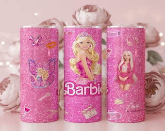 Gobelet enveloppant rose fille PNG, conception de collage girly rose, 20 oz skinny droit et conique par sublimation, téléchargement immédiat