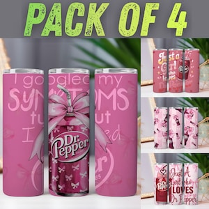 Dr Pepper 20oz Tumbler PNG Bundle | Pack of 4 Sublimation Wraps | Digital Download