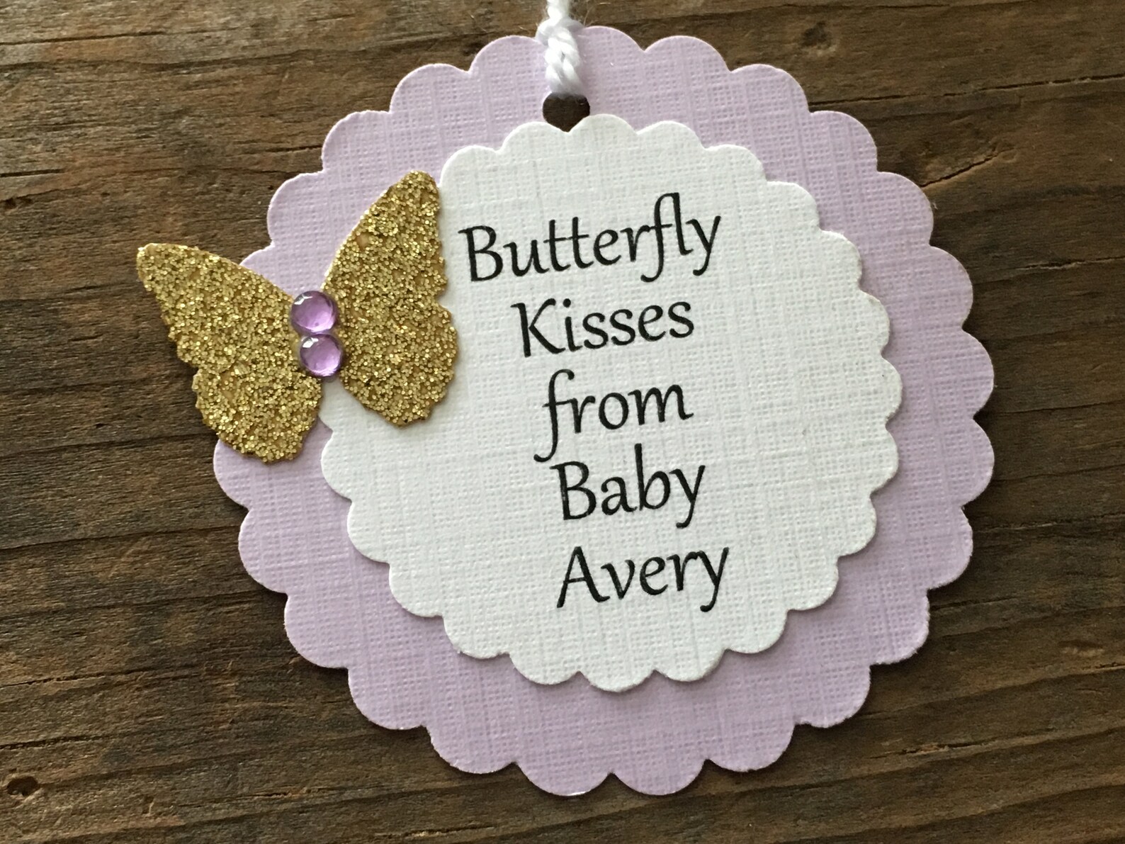 Butterfly Kisses Baby Shower Favor Tags Personalized Purple Etsy