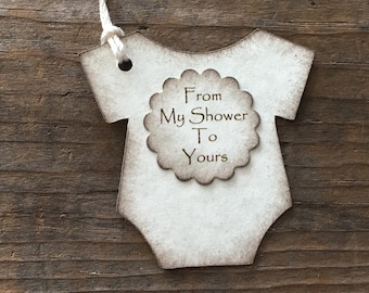 Rustic From My Shower To Yours Tag, Soap Tag, Gender Neutral, Thank You Tags, Baby Bodysuit, Rustic Baby Shower Favor Labels, Set of 12