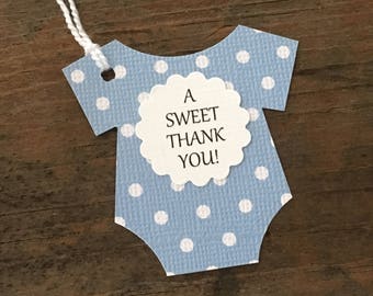 A Sweet Thank You Baby Favor Tags, Cookie Favor Tag, Sweet Treat Favor Tag, Polka Dot Baby Shower, Set of 12