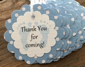 Thank You For Coming Tags, Gender Reveal Baby Shower, Blue and Pink Polka Dot Thank You Tags, Set of 12