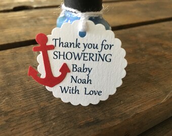 Nautical Baby Shower Tags, Nail Polish Tags, Thank You For Showering, Sprinkle Baby Shower, Set of 12